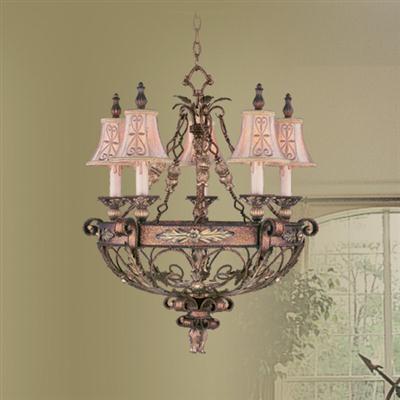 LIVEX Lighting 8845-64 Pomplano Chandelier in Palacial Bronze with Gilded Accents (5 Light)