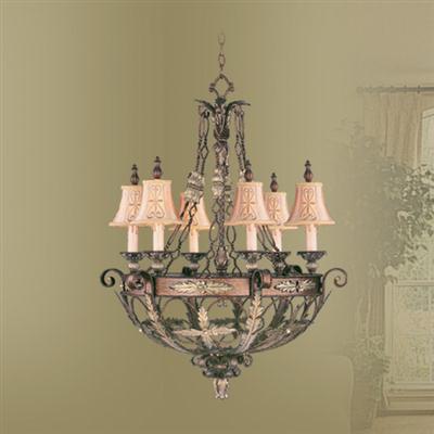 LIVEX Lighting 8846-64 Pomplano Chandelier in Palacial Bronze with Gilded Accents (6 Light)