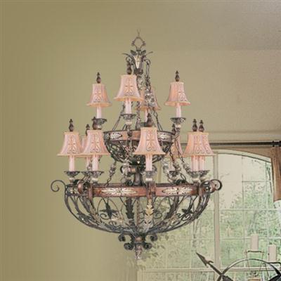 LIVEX Lighting 8848-64 Pomplano Chandelier in Palacial Bronze with Gilded Accents (12 Light)