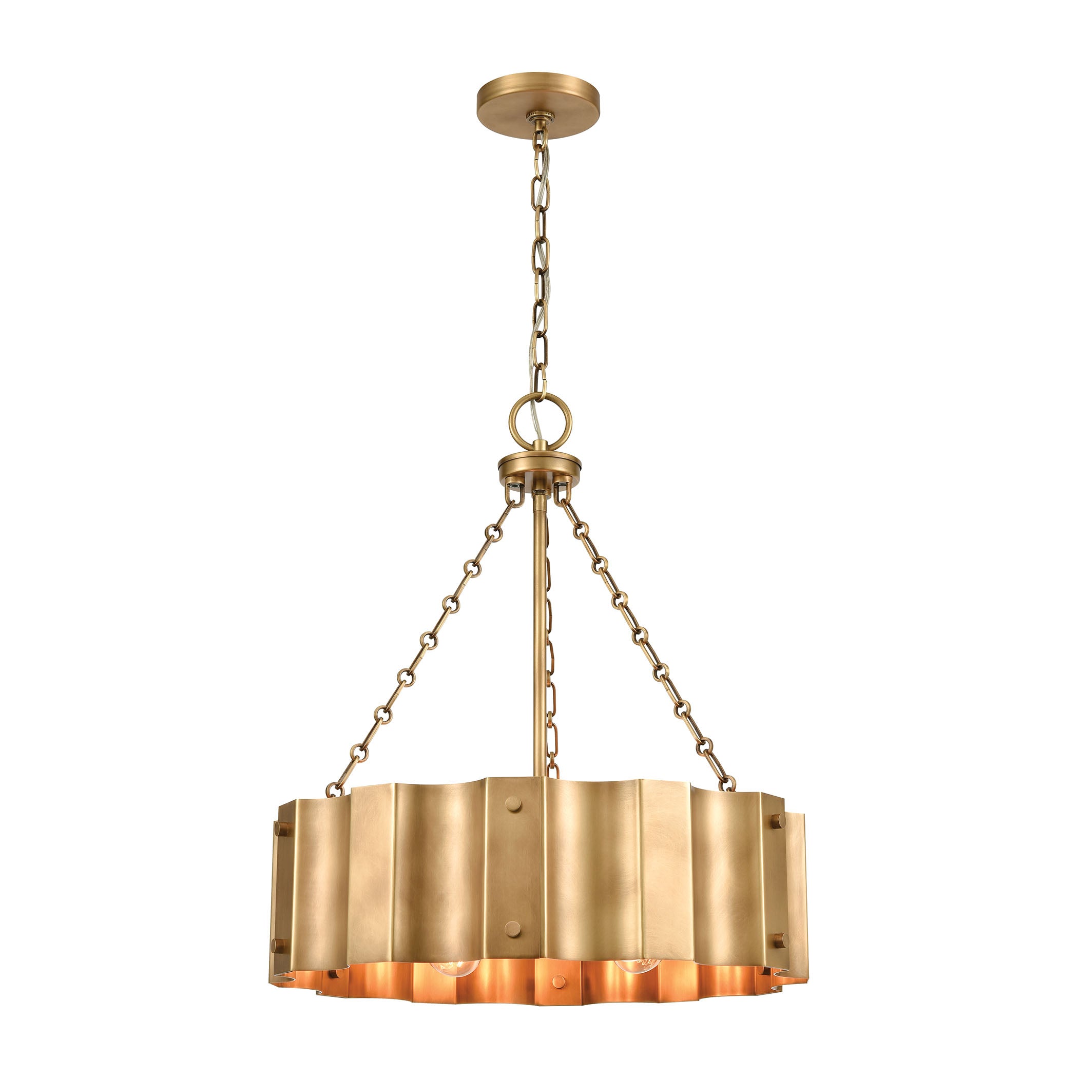 ELK Lighting 89067/4 Clausten 4-Light Chandelier in Natural Brass with Natural Brass Metal Shade