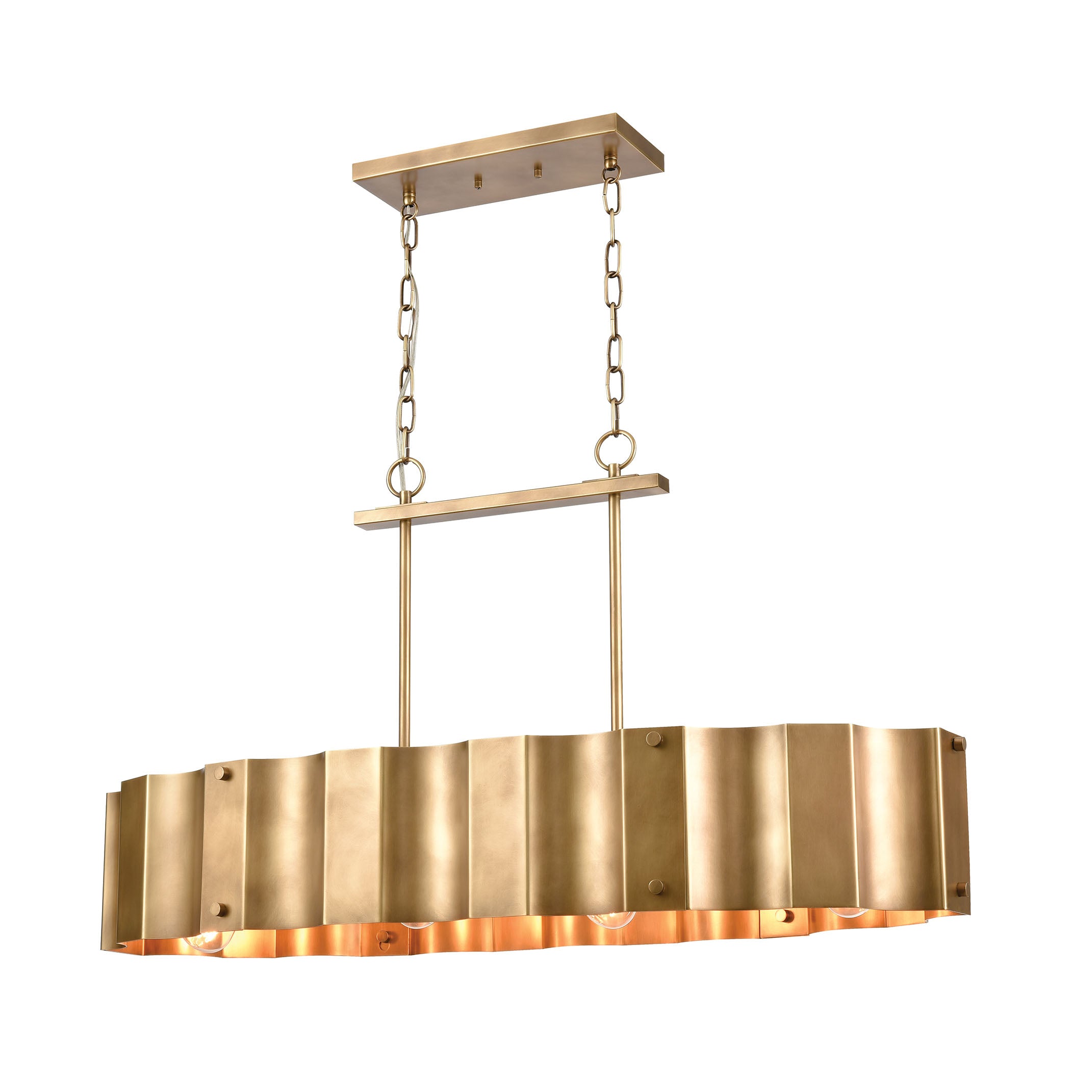 ELK Lighting 89068/4 Clausten 4-Light Island Light in Natural Brass with Natural Brass Metal Shade