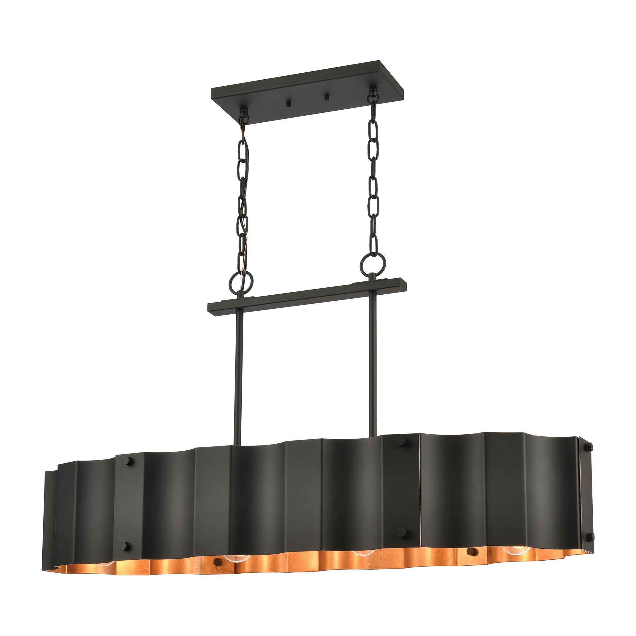 ELK Lighting 89078/4 Clausten 4-Light Island Light in Black and Gold with Black Metal Shade