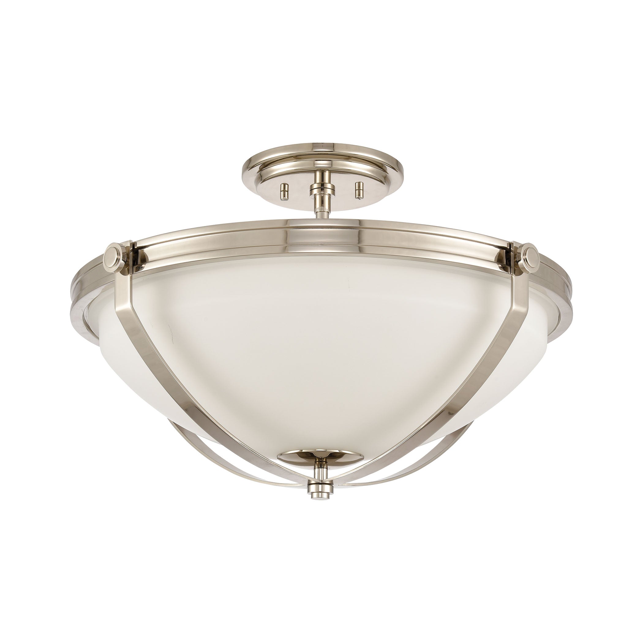 ELK Lighting 89105/3 Connelly 3-Light Semi Flush in Polished Nickel with Frosted and Painted White Glass