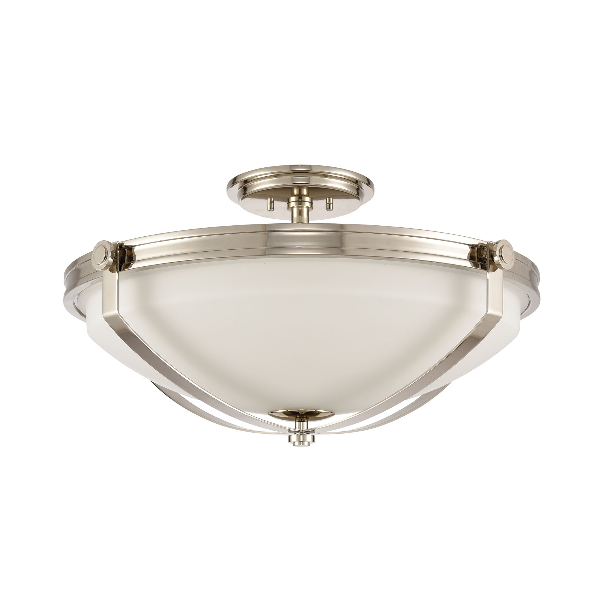 ELK Lighting 89106/4 Connelly 4-Light Semi Flush in Polished Nickel with Frosted and Painted White Glass