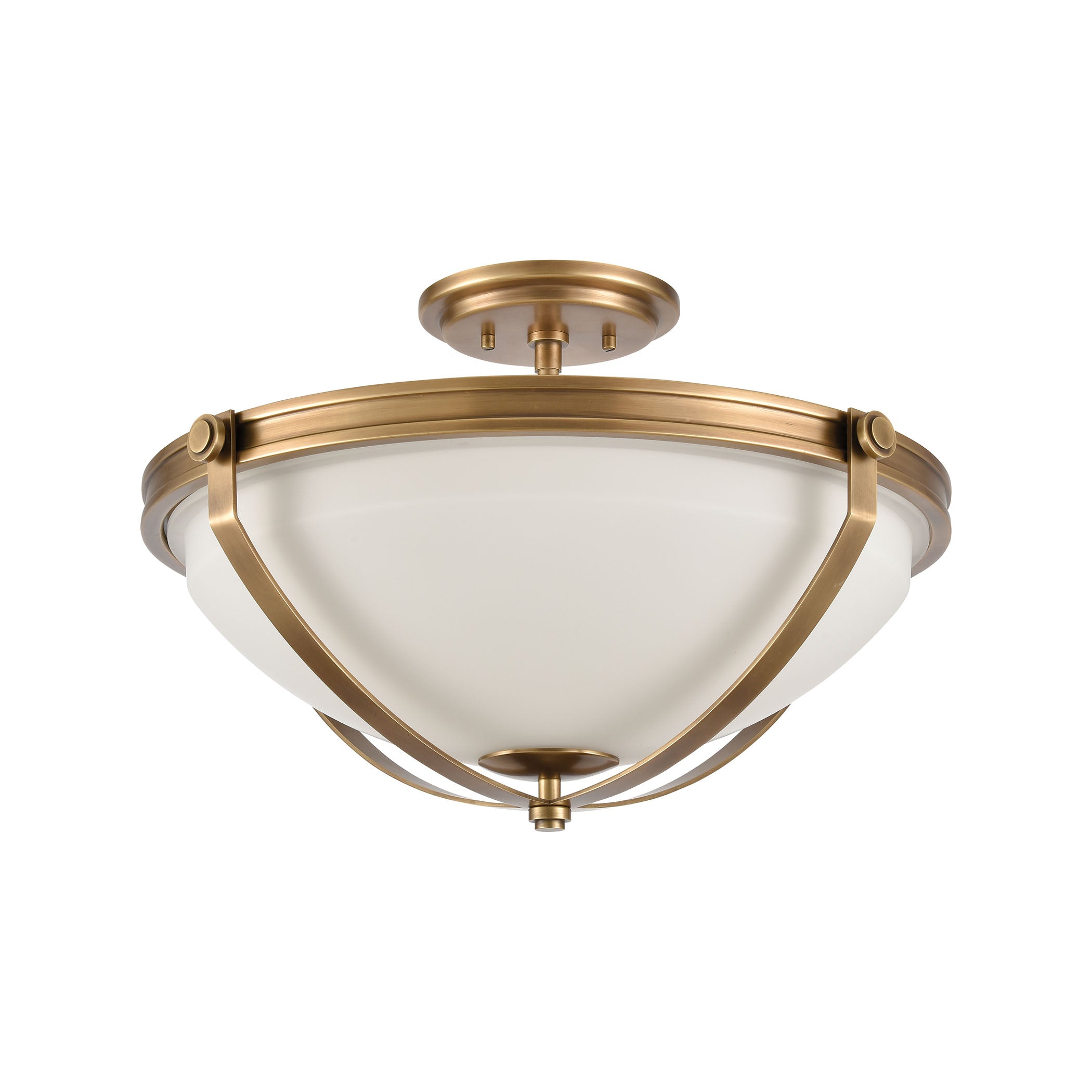 ELK Lighting 89115/3 Connelly 3-Light Semi Flush in Natural Brass with Frosted Glass