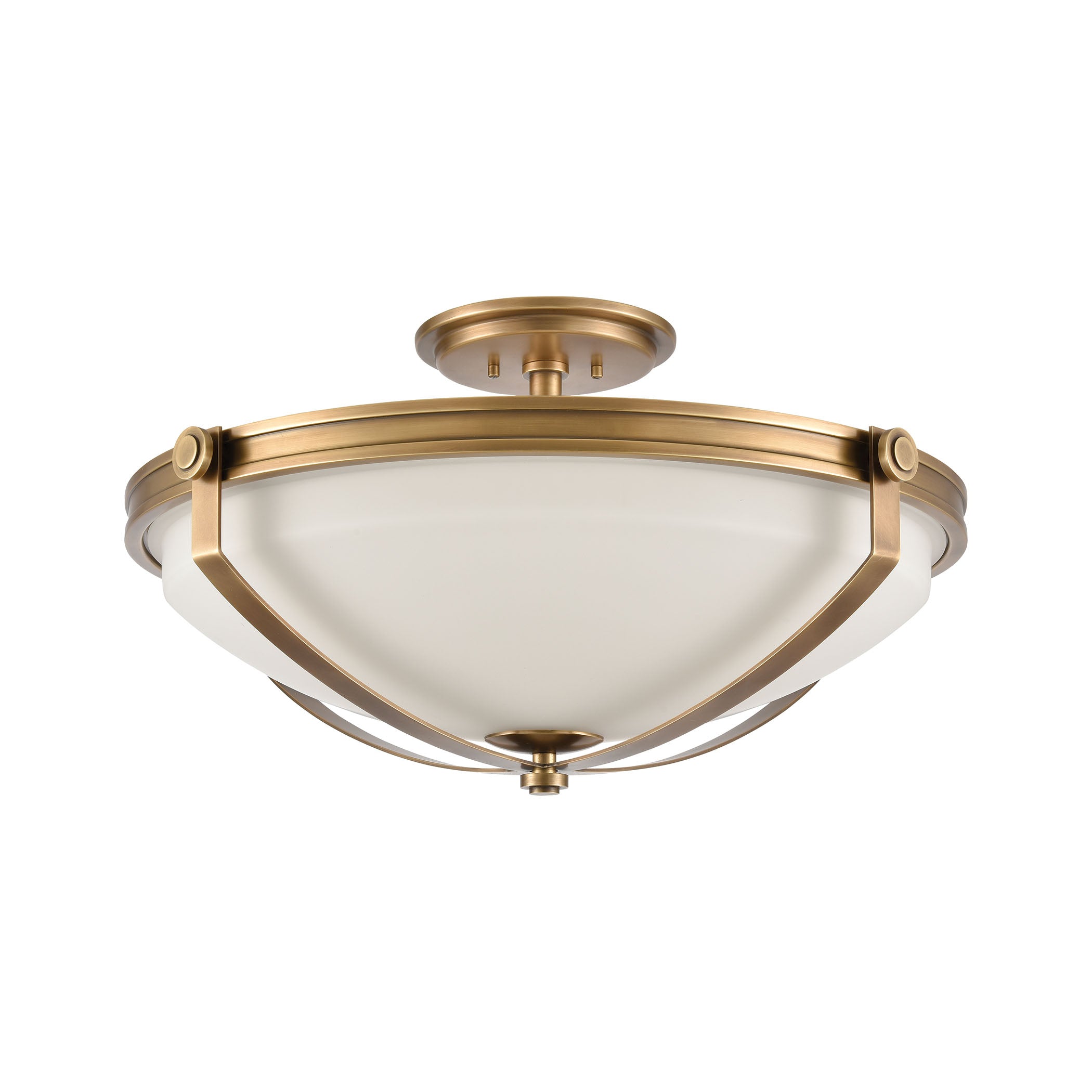 ELK Lighting 89116/4 Connelly 4-Light Semi Flush in Natural Brass with Frosted Glass