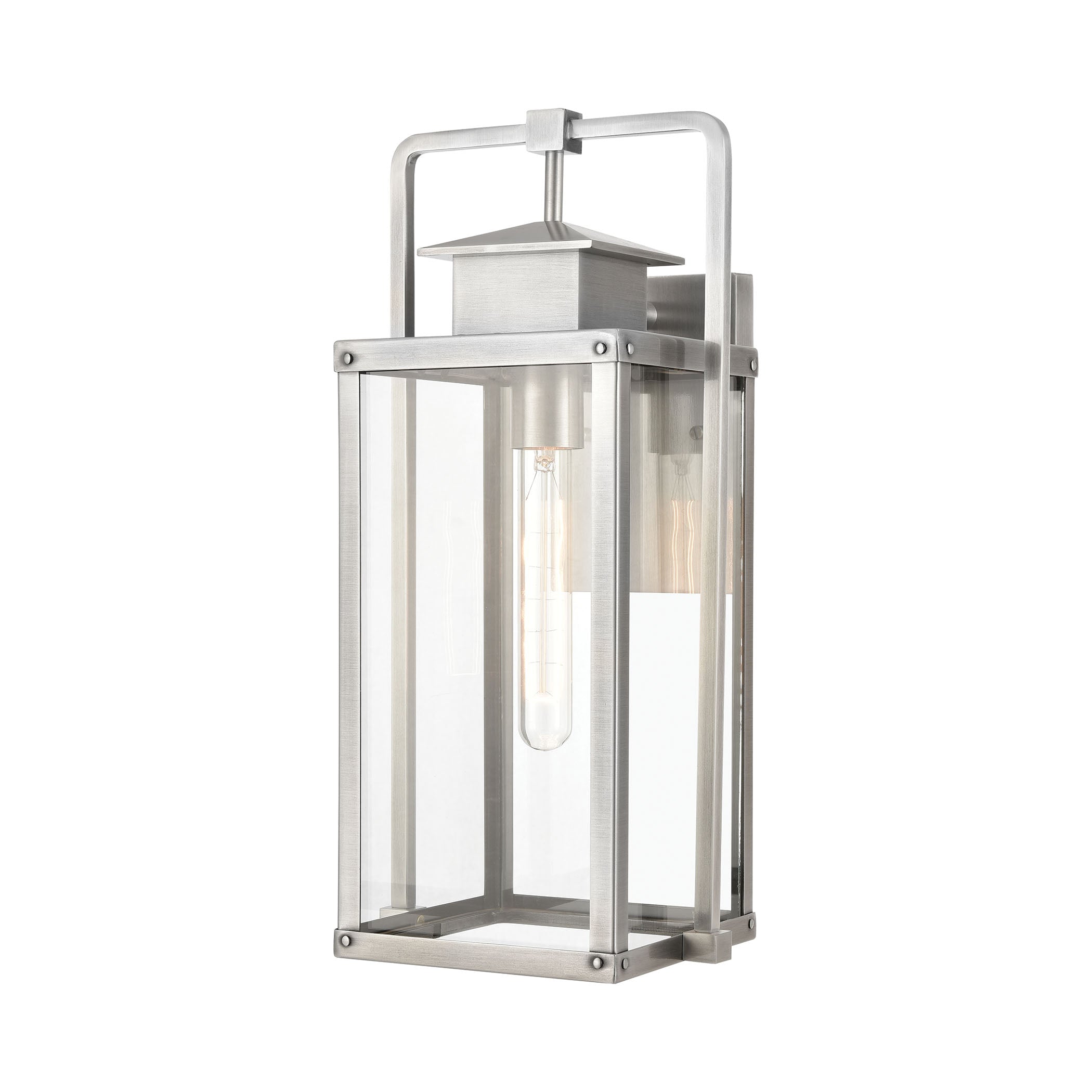 ELK Lighting 89172/1 Crested Butte 1-Light Outdoor Sconce in Antique Brushed Aluminum with Clear Glass Enclosure