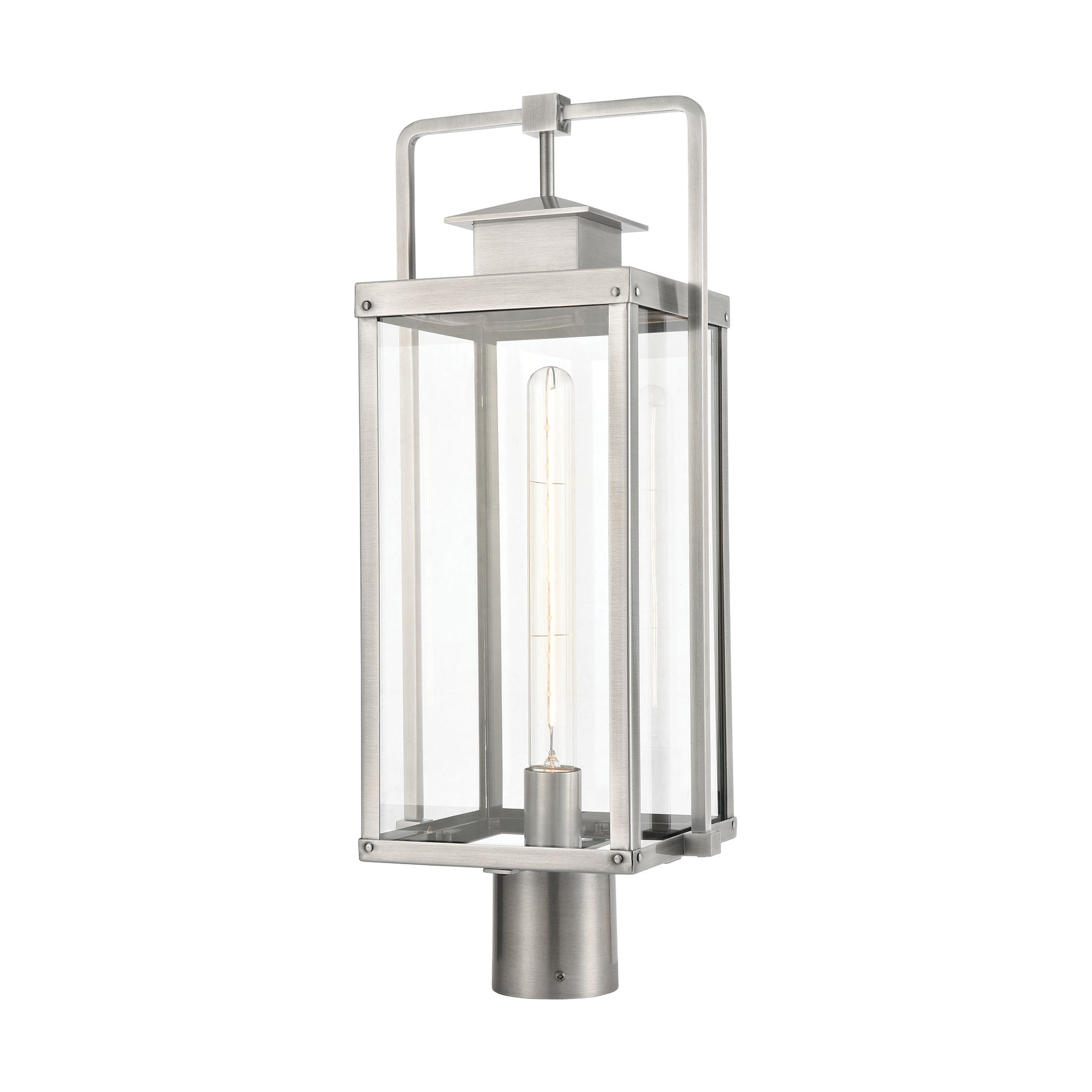 ELK Lighting 89175/1 Crested Butte 1-Light Outdoor Post Mount in Antique Brushed Aluminum with Clear Glass Enclosure