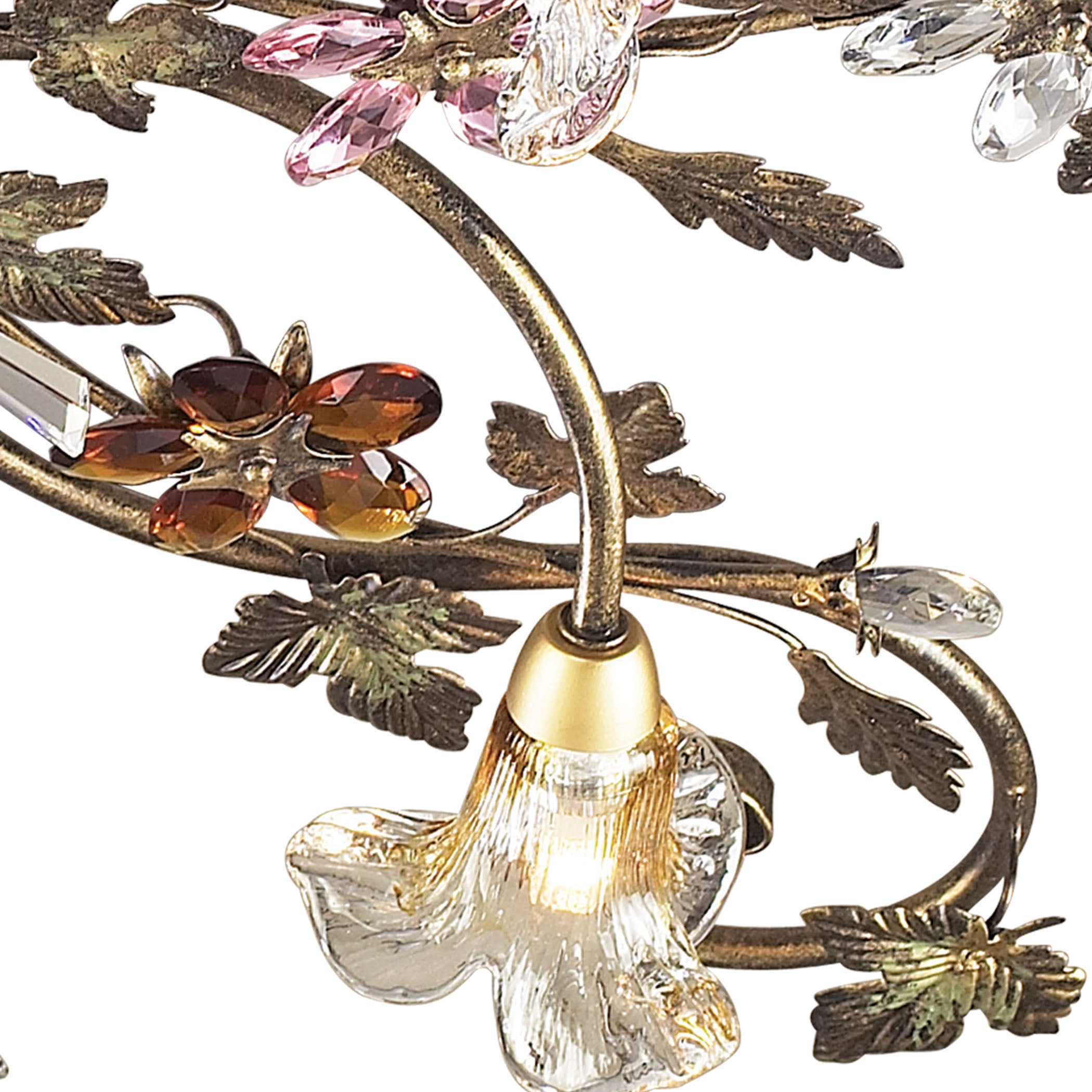 ELK Lighting 9105/4 Brillare 4-Light Semi Flush in Bronzed Rust with Multi-colored Floral Crystals