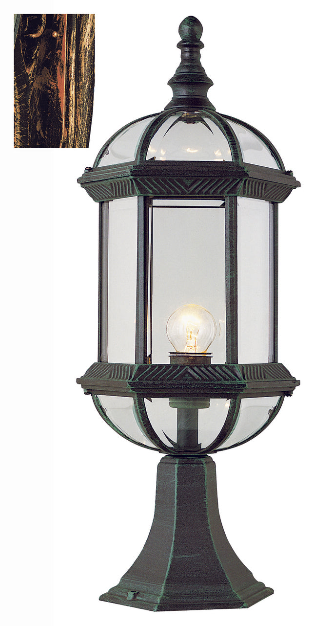 Trans Globe Lighting 4182 BC Wentworth 21" Outdoor Black Copper Traditional Postmount Lantern with Beveled Glass Sides
