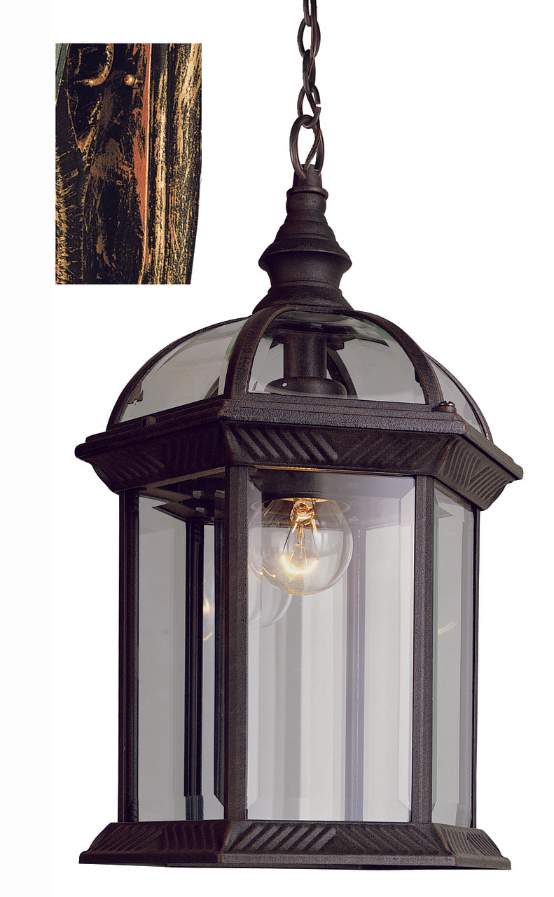 Trans Globe Lighting 4183 BC Wentworth 17.5" Outdoor Black Copper Traditional Hanging Lantern with Beveled Glass Sides