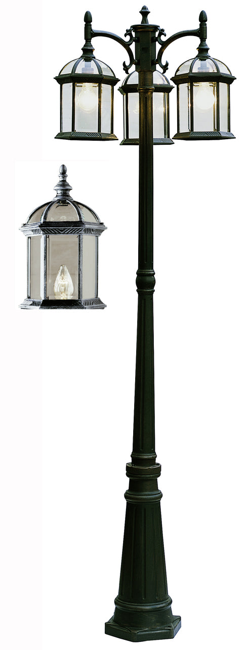 Trans Globe Lighting 4189 SWI Wentworth 79" Outdoor Swedish Iron Traditional Pole Light with Beveled Glass Sides
