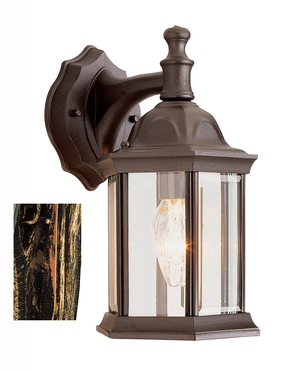 Trans Globe Lighting 4349 BC Cumberland 12.5" Outdoor Black Copper Traditional Wall Lantern with Classic Hexagonal Shape and Clear Glass Sides