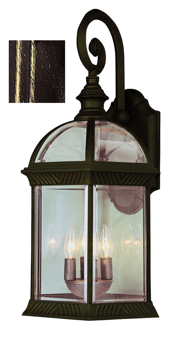 Trans Globe Lighting 44181 BG Wentworth 19" Outdoor Black Gold Traditional Wall Lantern with Beveled Glass Sides