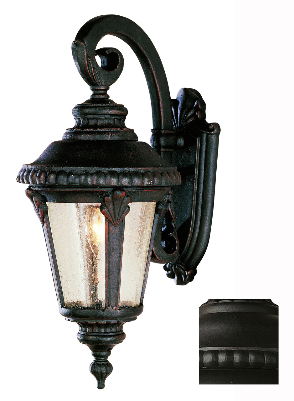 Trans Globe Lighting 5043 BK Commons 19" Outdoor Black Tuscan Wall Lantern with Braided Crown Trim and Leaf Window Accents
