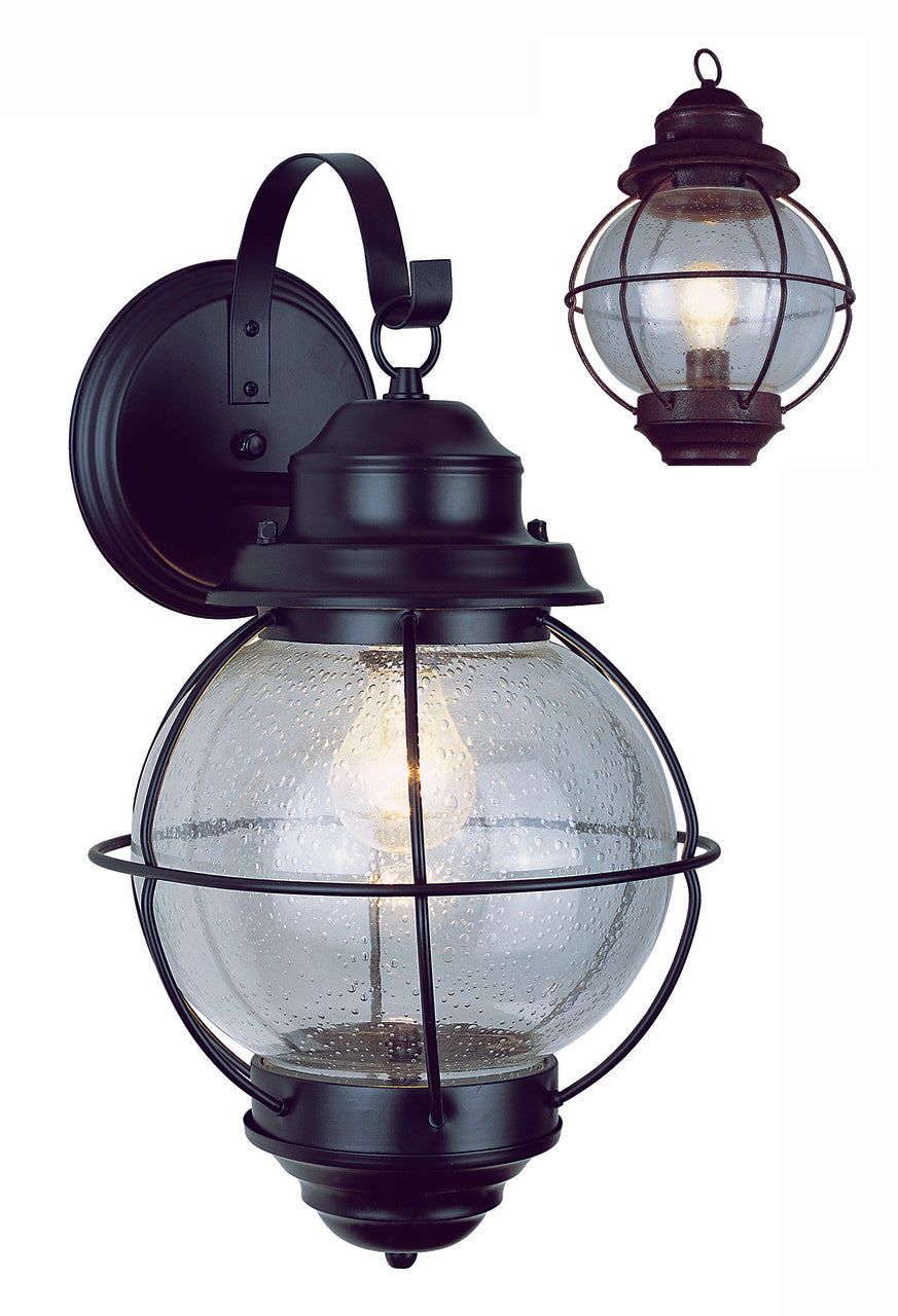 Trans Globe Lighting 69900 RBZ Catalina 13.5" Outdoor Rustic Bronze Nautical Wall Lantern with Round Seeded Glass Design