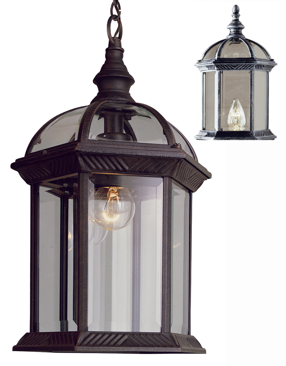 Trans Globe Lighting 4183 SWI Wentworth 17.5" Outdoor Swedish Iron Traditional Hanging Lantern with Beveled Glass Sides