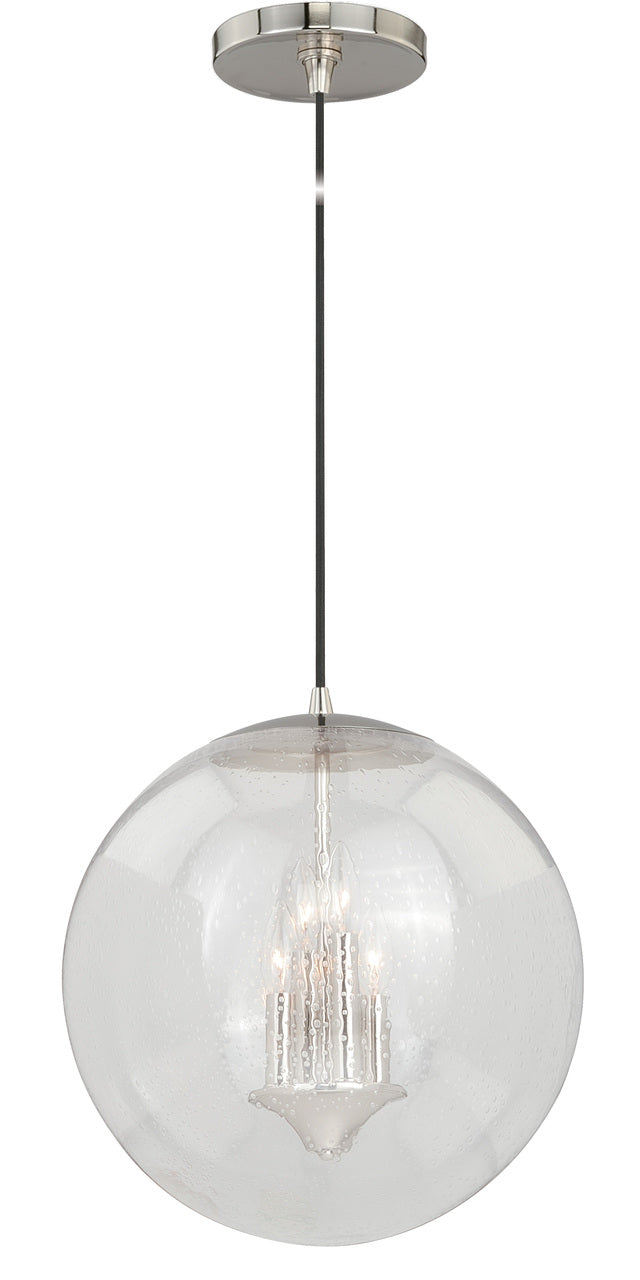 Vaxcel P0121 630 Series 15-3/4" Pendant in Polished Nickel with Clear Seeded Glass