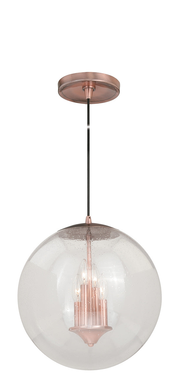 Vaxcel P0122 630 Series 15-3/4" Pendant in Copper with Clear Seeded Glass