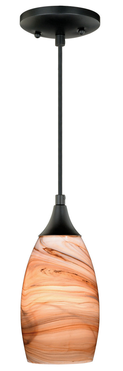 Vaxcel P0173 Milano Mini Pendant with Toffee Swirl Glass