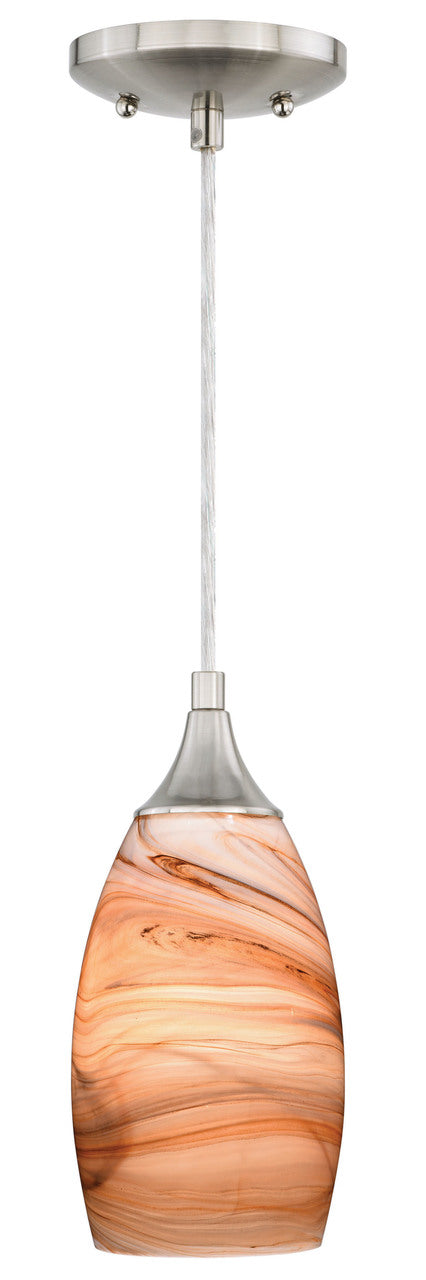 Vaxcel P0174 Milano Mini Pendant with Toffee Swirl Glass