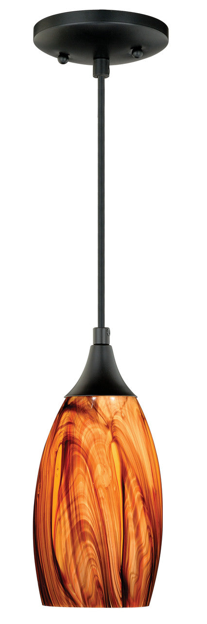 Vaxcel P0177 Milano Mini Pendant with Smoky Fire Glass
