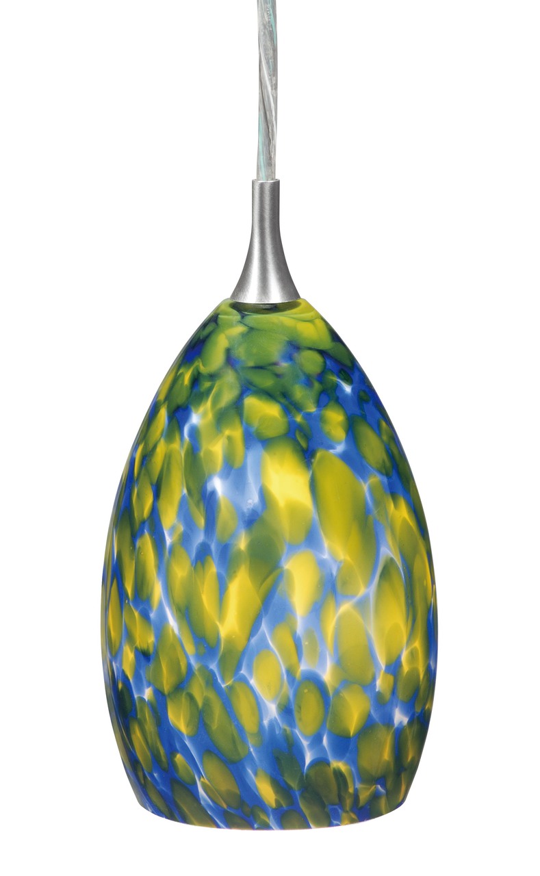 Vaxcel PD30112SN Milano 4-1/4" Mini Pendent with Floral Fusion Glass