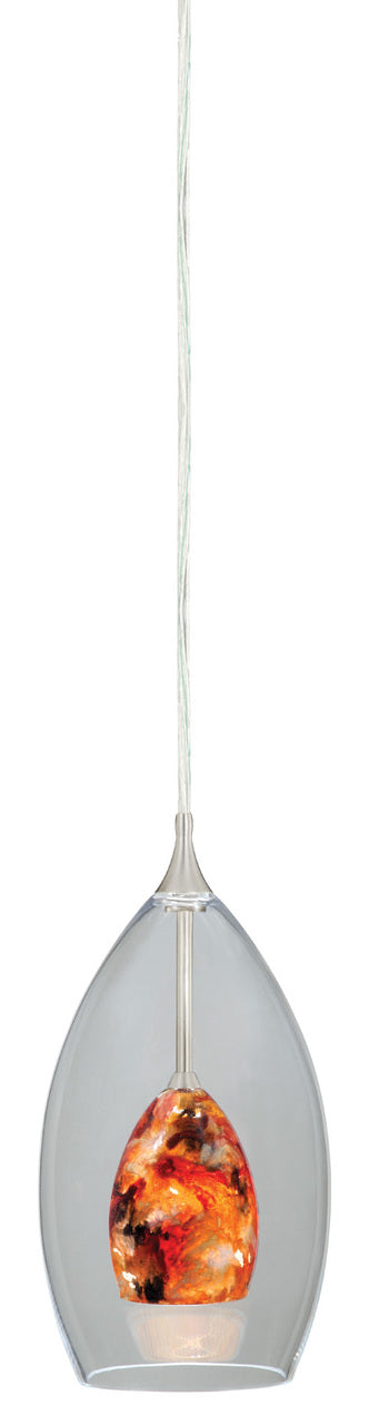 Vaxcel PD57105SN Milano 5" Mini Pendant with Clear and Ember Melange Glass