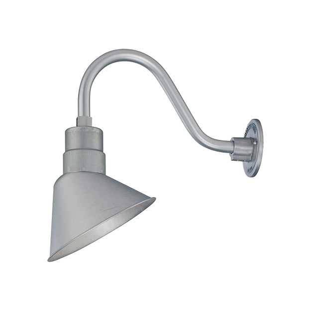 Millennium Lighting RAS10-GA(Shade Only) R Series Angle Warehouse Shade Light in Galvanized. Wall Mount-Goose Neck (RGN) and Wire Guard (RWG) Sold Separately