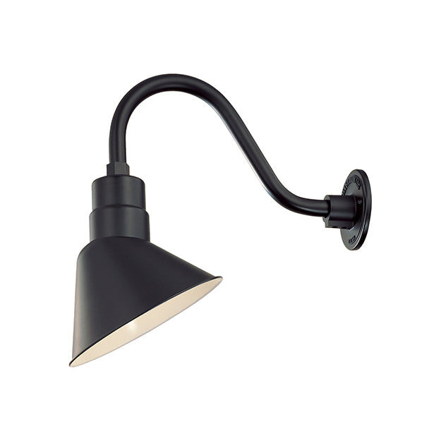 Millennium Lighting RAS10-SB(Shade Only) R Series Angle Warehouse Shade in Satin Black. Wall Mount-Goose Neck (RGN) and Wire Guard (RWG) Sold Separately
