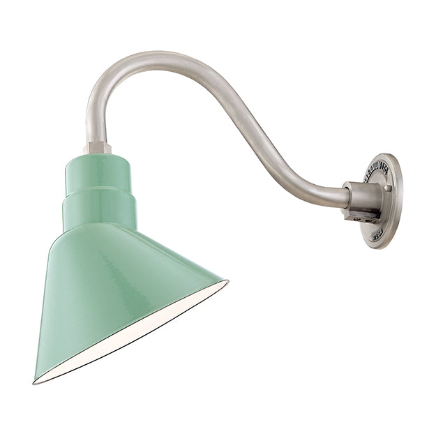 Millennium Lighting RAS10-SFP (Shade Only) R Series Angle Warehouse Shade Light in Seafoam Porcelain. Wall Mount-Goose Neck (RGN) and Wire Guard (RWG) Sold Separately