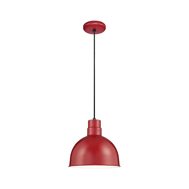 Millennium Lighting RDBC12-SR R Series 12" Industrial Nautical Pendant with Satin Red Finish (Wire Guard RWG12 is Optional)