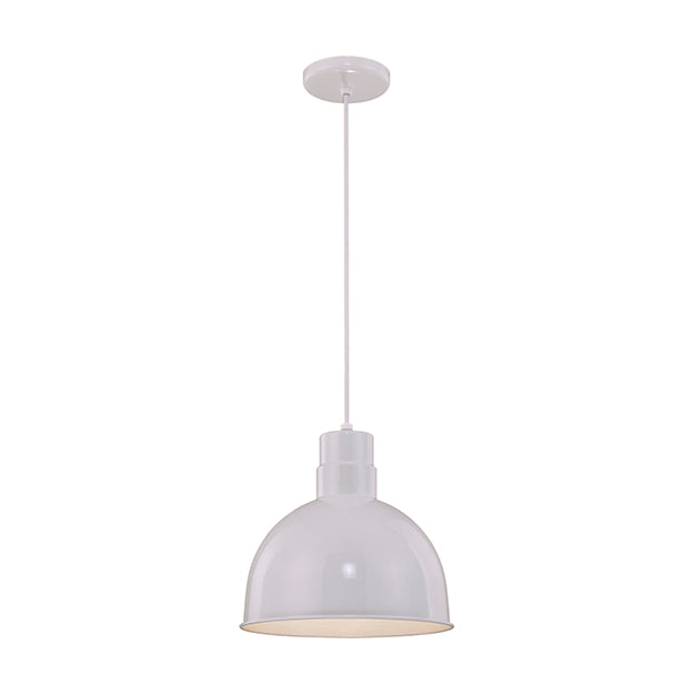 Millennium Lighting RDBC12-WH R Series 12" Industrial Nautical Pendant with White Finish(Wire Guard RWG12 is Optional)