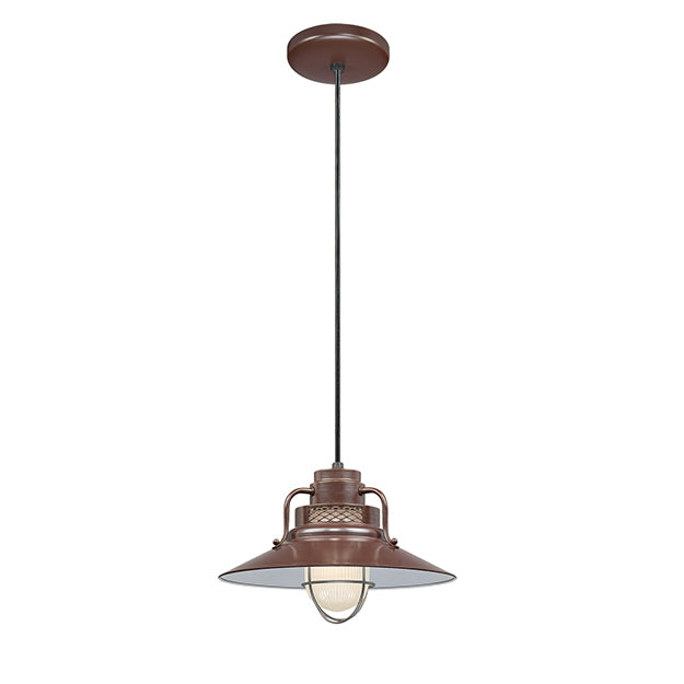 Millennium Lighting RRRC14-ABR R Series 14" Bronze Industrial Pendant with Etched Glass