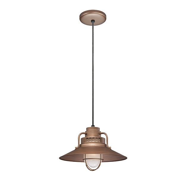 Millennium Lighting RRRC14-CP R Series 14" Copper Industrial Pendant with Etched Glass