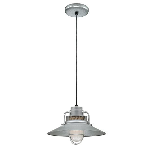 Millennium Lighting RRRC14-GA R Series 14" Galvanized Steel Industrial Pendant with Etched Glass