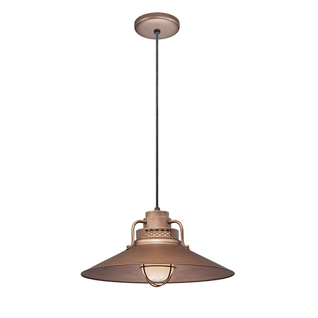 Millennium Lighting RRRC18-CP R Series 18" Copper Industrial Pendant with Etched Glass