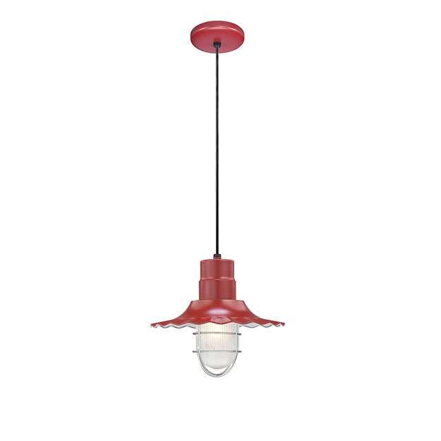 Millennium Lighting RRWC12-SR R Series 12" Satin Red Industrial Pendant with Ribbed Shade