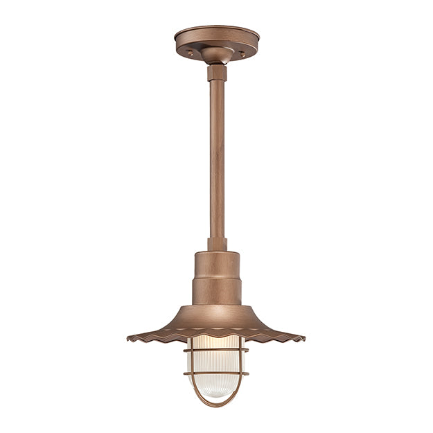 Millennium Lighting RRWS12-CP R Series 12" Industrial Pendant with Ribbed Shade and Copper Finish