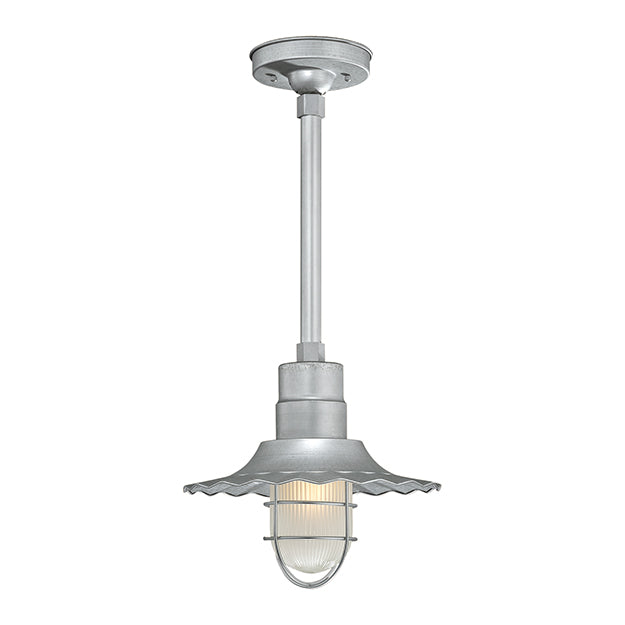 Millennium Lighting RRWS12-GA R Series 12" Industrial Pendant with Ribbed Shade and Galvanized Steel Finish