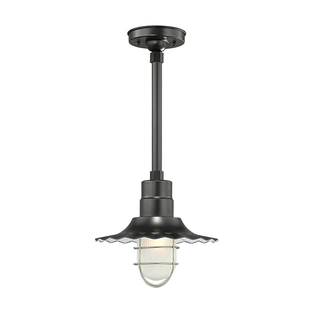 Millennium Lighting RRWS12-SB R Series 12" Industrial Pendant with Ribbed Shade and Satin Black Finish