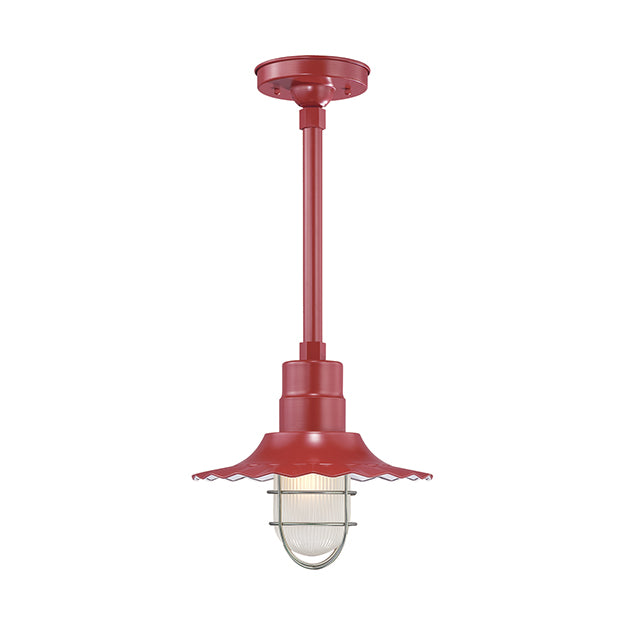 Millennium Lighting RRWS12-SR R Series 12" Industrial Pendant with Ribbed Shade and Satin Red Finish
