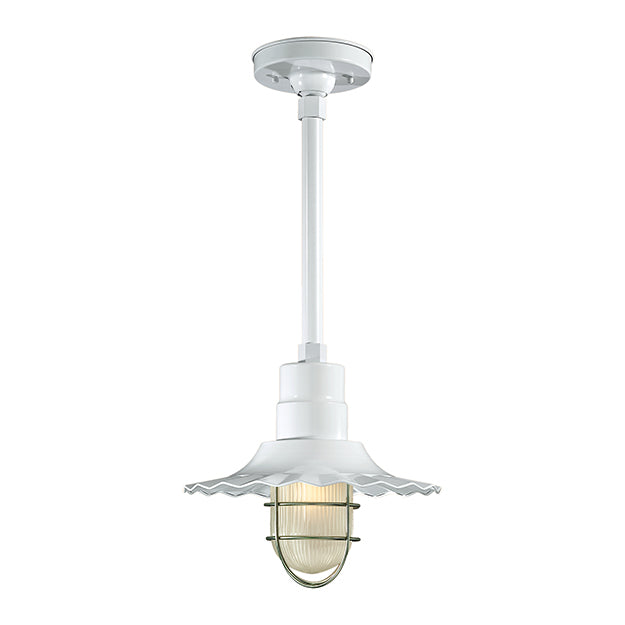 Millennium Lighting RRWS12-WH R Series12"  Industrial Pendant with Ribbed Shade and White Finish