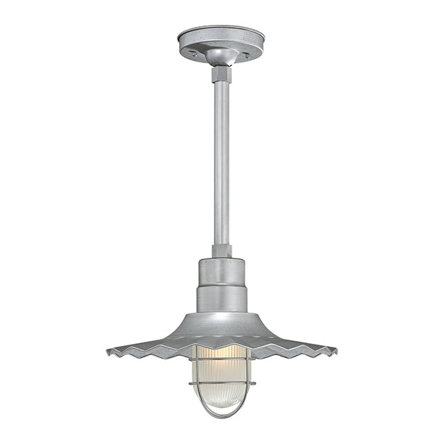 Millennium Lighting RRWS15-GA R Series 15" Industrial Pendant with Ribbed Shade and Galvanized Steel Finish