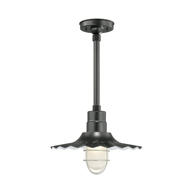 Millennium Lighting RRWS15-SB R Series 15" Industrial Pendant with Ribbed Shade and Satin Black Finish