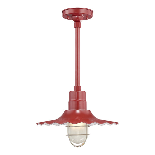 Millennium Lighting RRWS15-SR R Series 15" Industrial Pendant with Ribbed Shade and Satin Red Finish