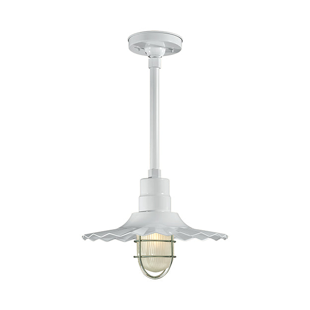 Millennium Lighting RRWS15-WH R Series15"  Industrial Pendant with Ribbed Shade and White Finish