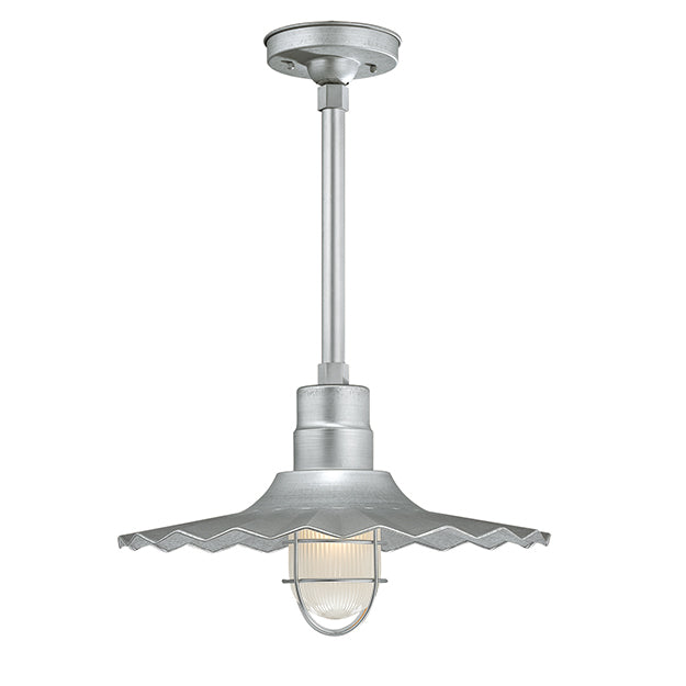 Millennium Lighting RRWS18-GA R Series 18" Industrial Pendant with Ribbed Shade and Galvanized Steel Finish