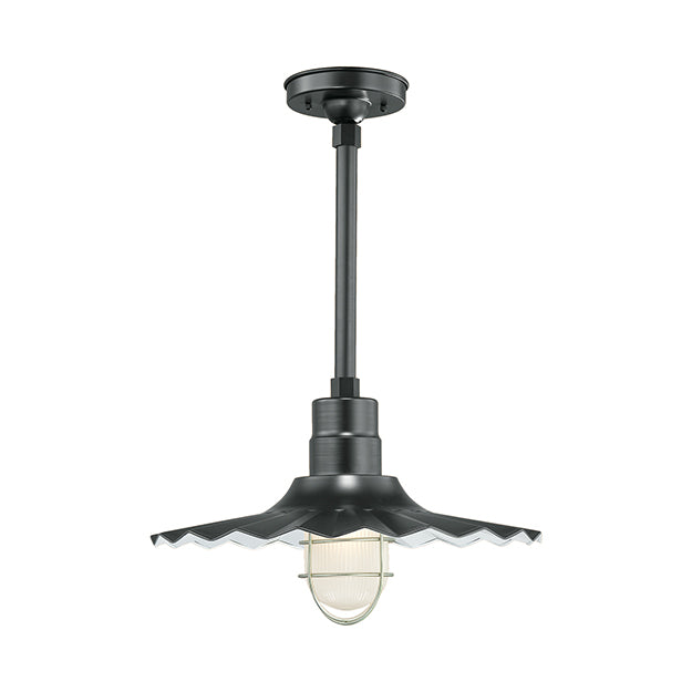 Millennium Lighting RRWS18-SB R Series 18" Industrial Pendant with Ribbed Shade and Satin Black Finish