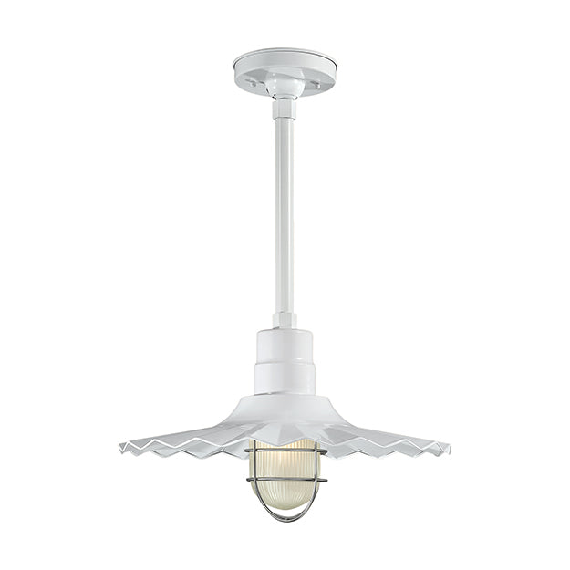 Millennium Lighting RRWS18-WH R Series18"  Industrial Pendant with Ribbed Shade and White Finish